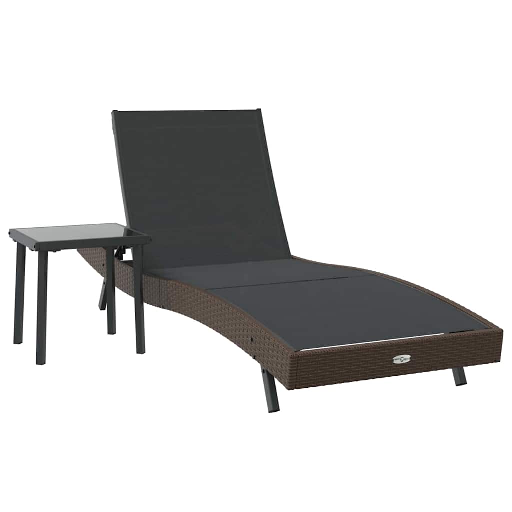 Solstol 2 stk. polyrattan Sort og Brunt