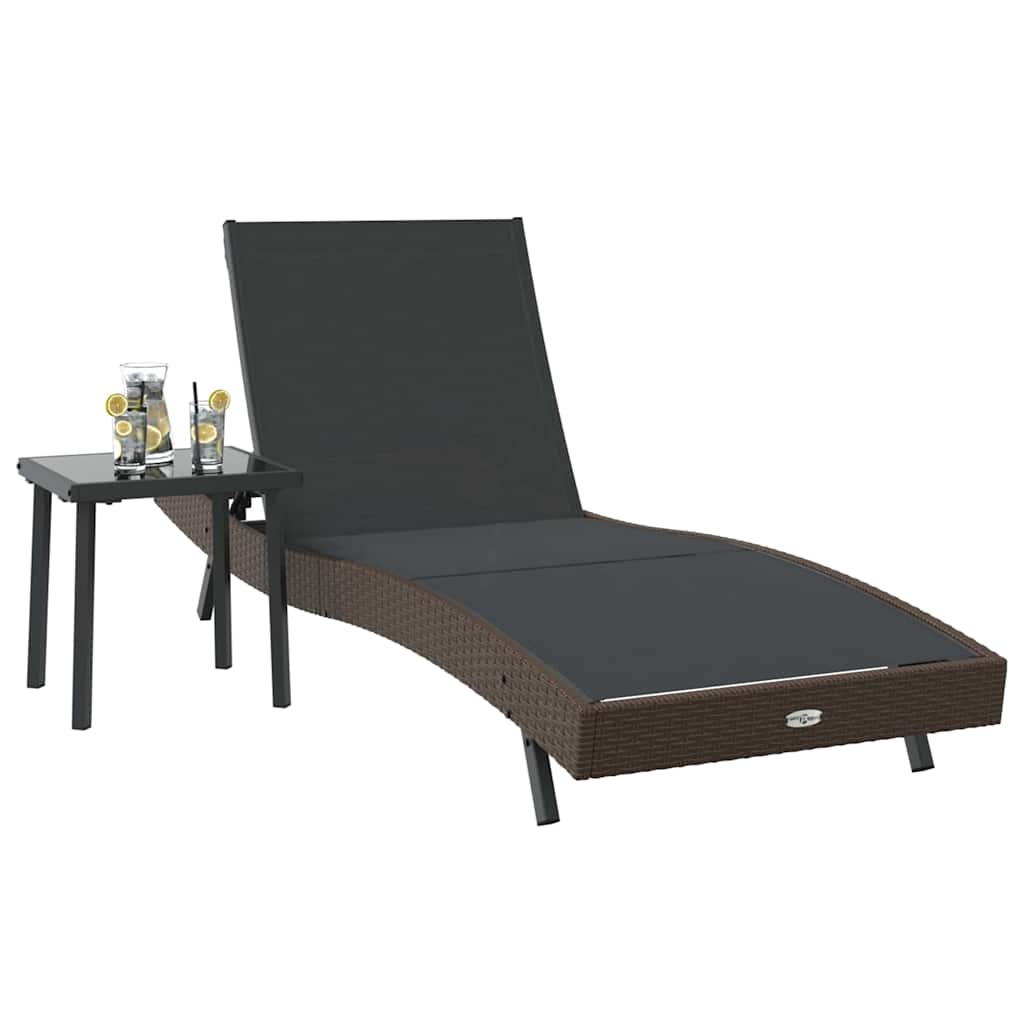 Solstol 2 stk. polyrattan Sort og Brunt