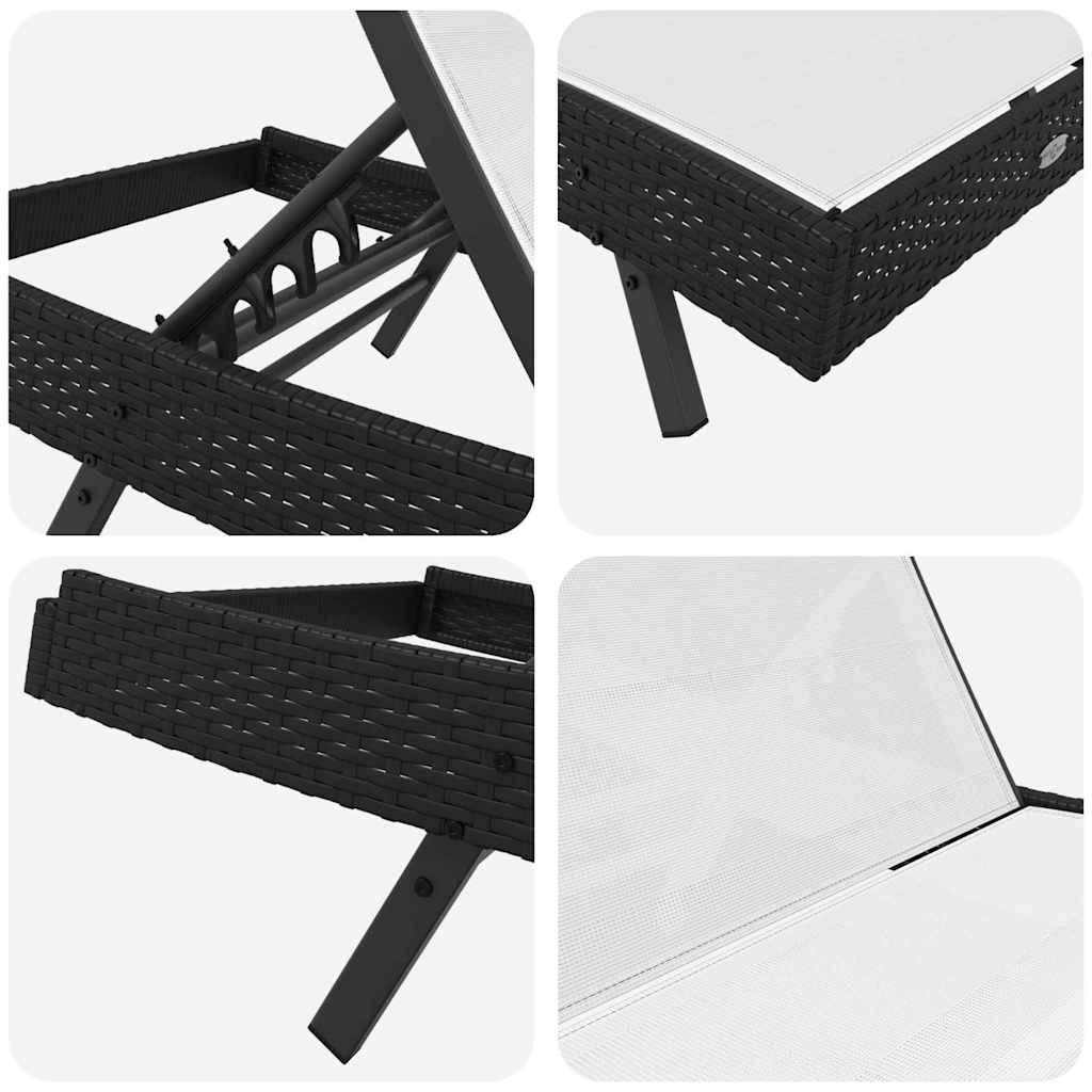 Solstol 2 stk. polyrattan Sort og Hvid