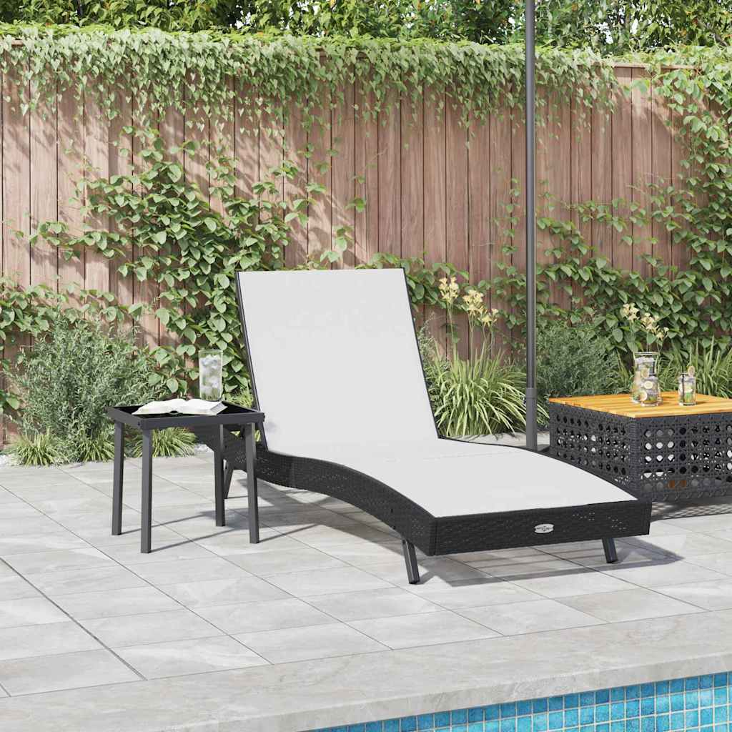 Solstol 2 stk. polyrattan Sort og Hvid