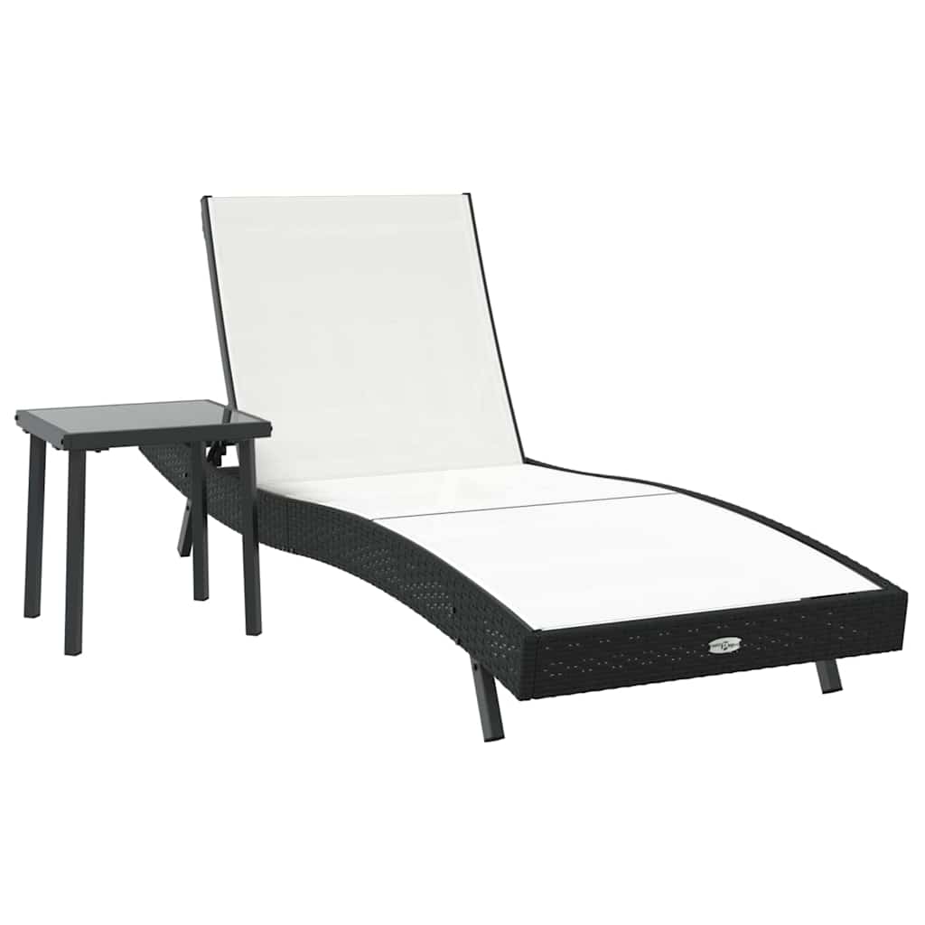 Solstol 2 stk. polyrattan Sort og Hvid