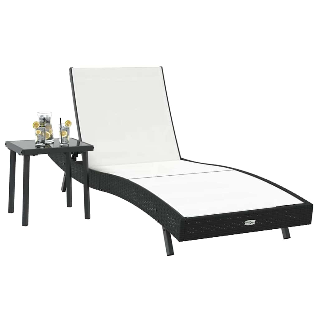 Solstol 2 stk. polyrattan Sort og Hvid