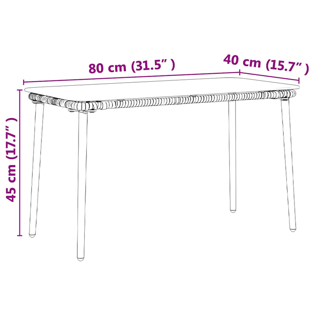 Havemøbel Bord Naturfarvet 80 x 40 x 45 cm polyrattan