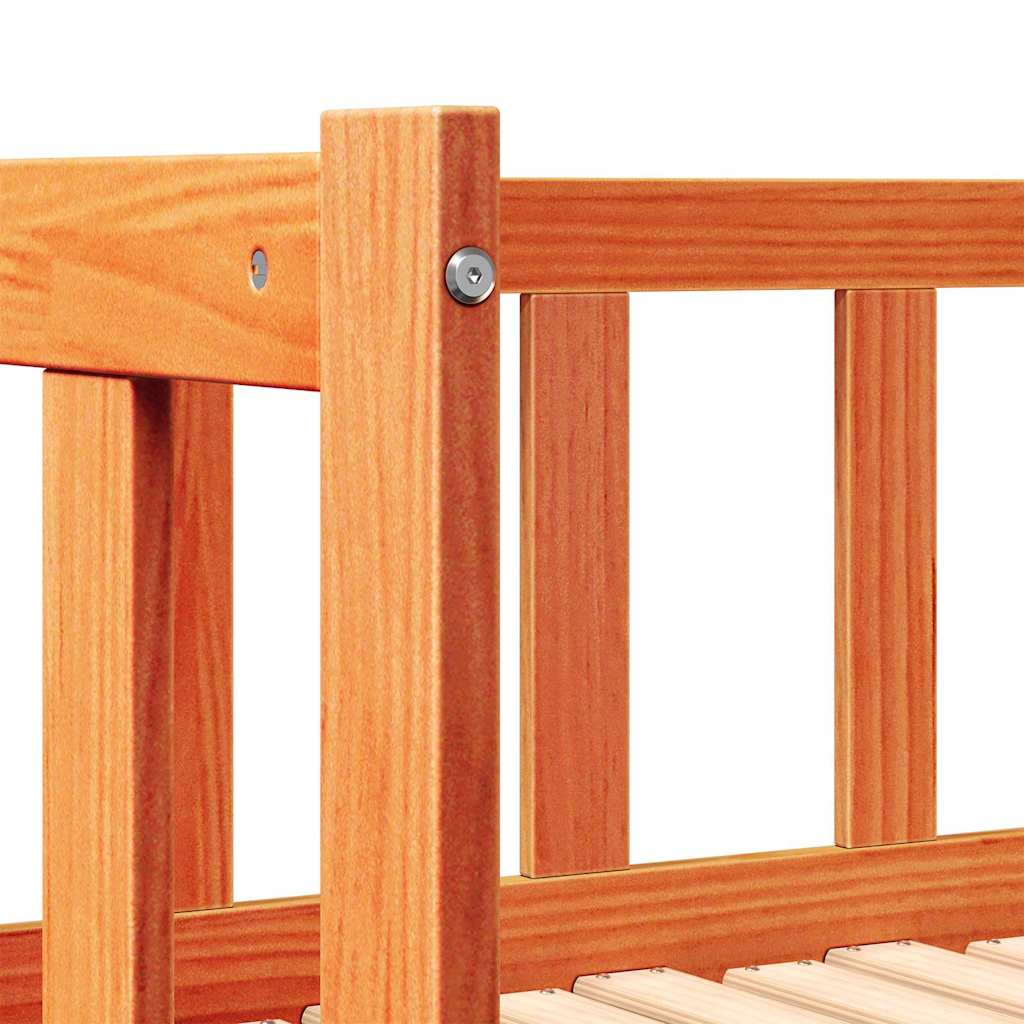 Senge med trundle Voks brun 203,5 x 184 x 66 cm
