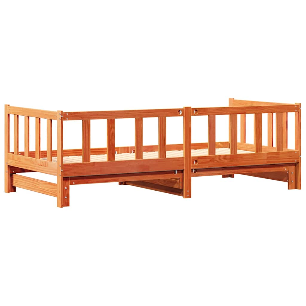 Utrækkelig Dag-seng Justerbar Voks brun 203.5 x 164 x 66 cm