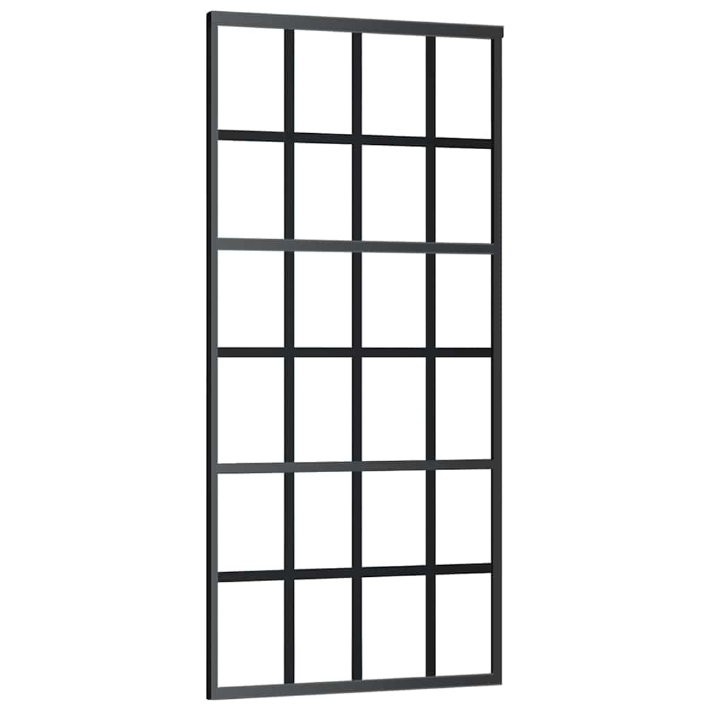 skydedør med hardwaresæt 90x205 cm ESG glas sort