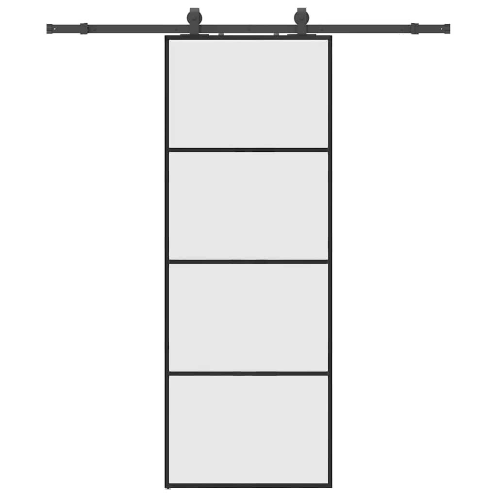 skydedør med hardwaresæt 76x205 cm ESG glas sort