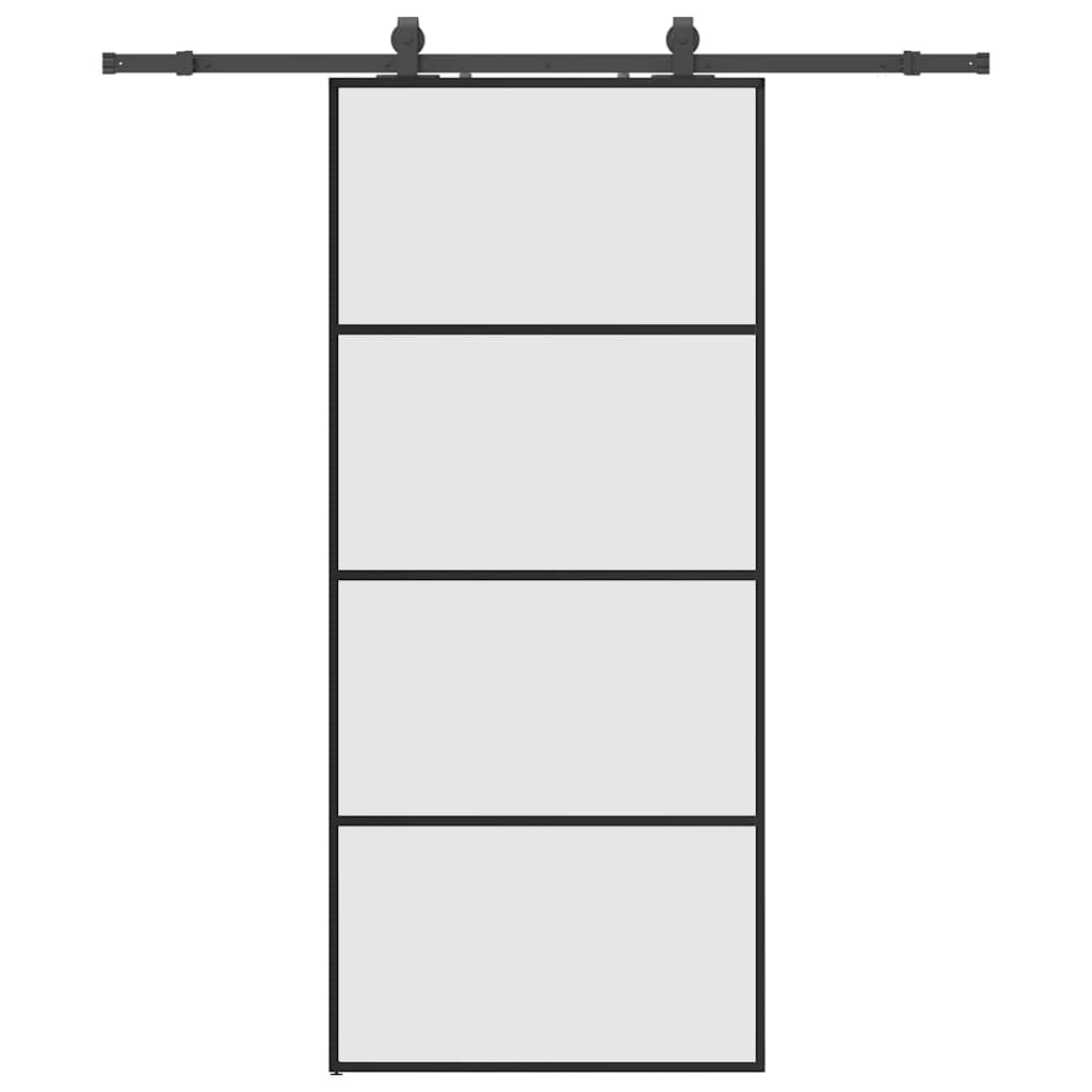 skydedør med hardwaresæt 90x205 cm ESG glas sort