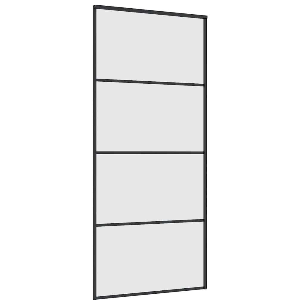 skydedør med hardwaresæt 90x205 cm ESG glas sort
