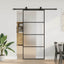 skydedør med hardwaresæt 90x205 cm ESG glas sort