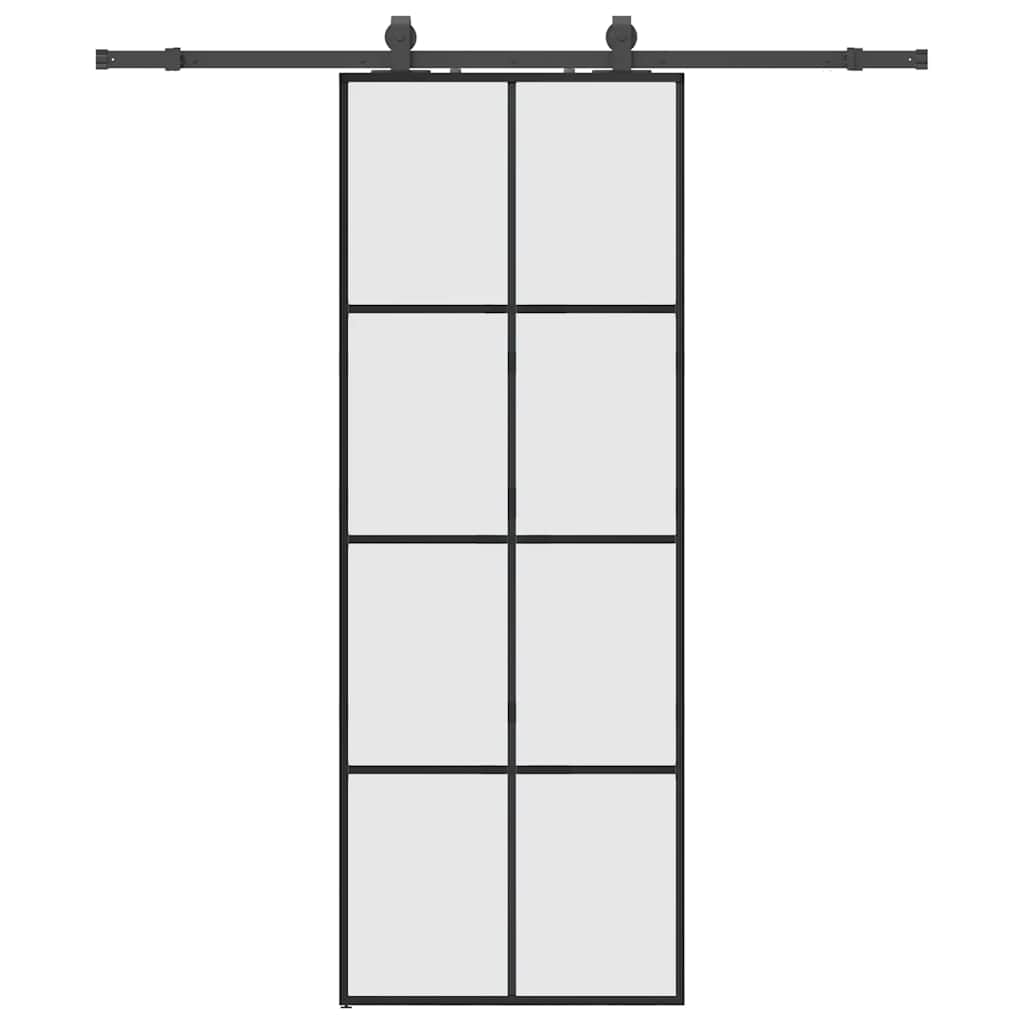 skydedør med hardwaresæt 76x205 cm ESG glas sort