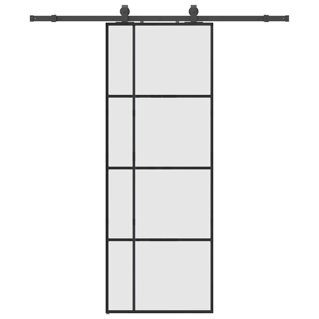 skydedør med hardwaresæt 76x205 cm ESG glas sort