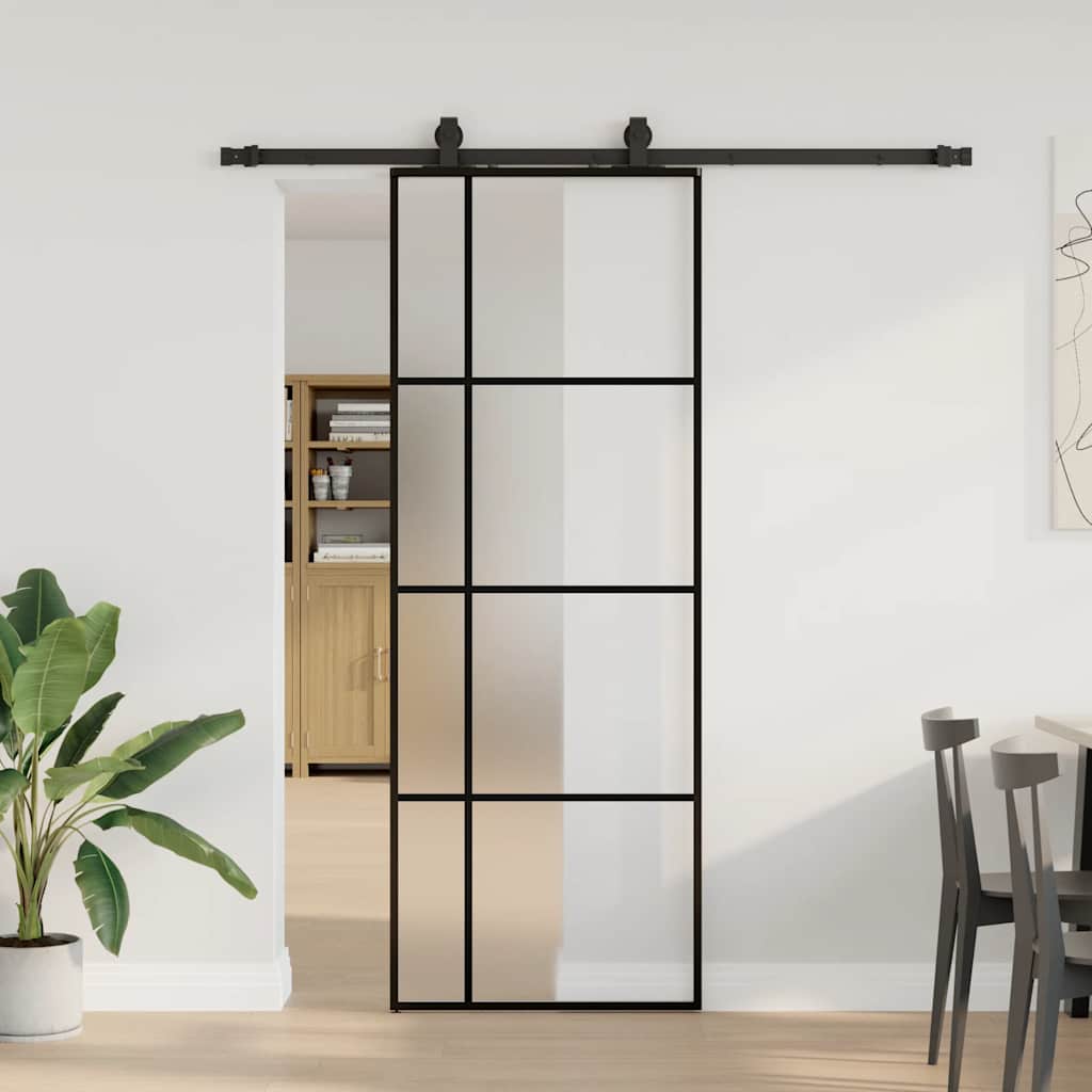 skydedør med hardwaresæt 76x205 cm ESG glas sort