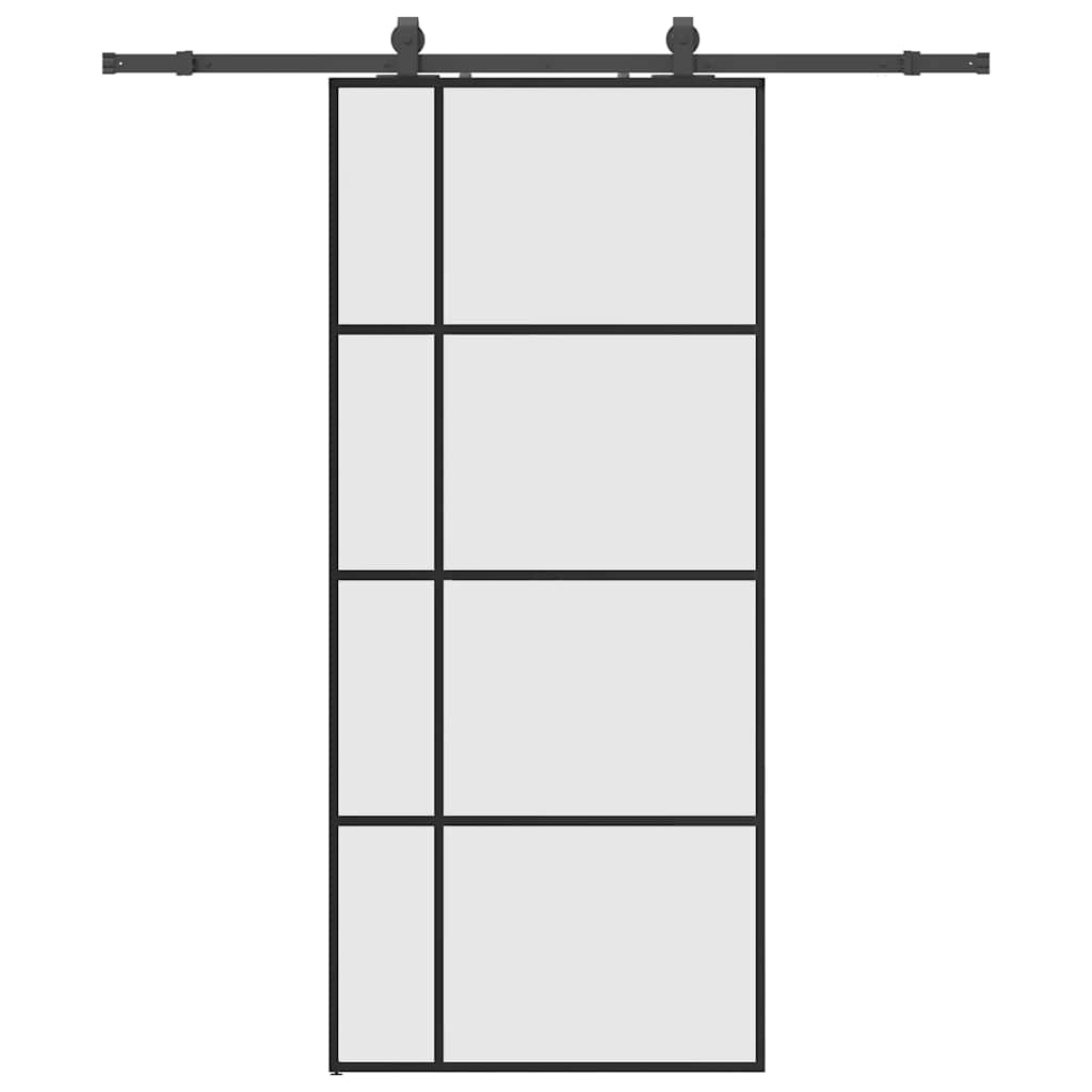 skydedør med hardwaresæt 90x205 cm ESG glas sort