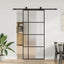 skydedør med hardwaresæt 90x205 cm ESG glas sort
