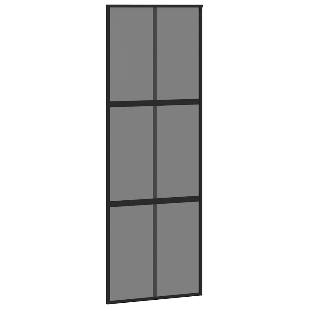 skydedør med hardwaresæt 76x205 cm hærdet glas sort