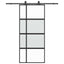 skydedør med hardwaresæt 90x205 cm hærdet glas sort