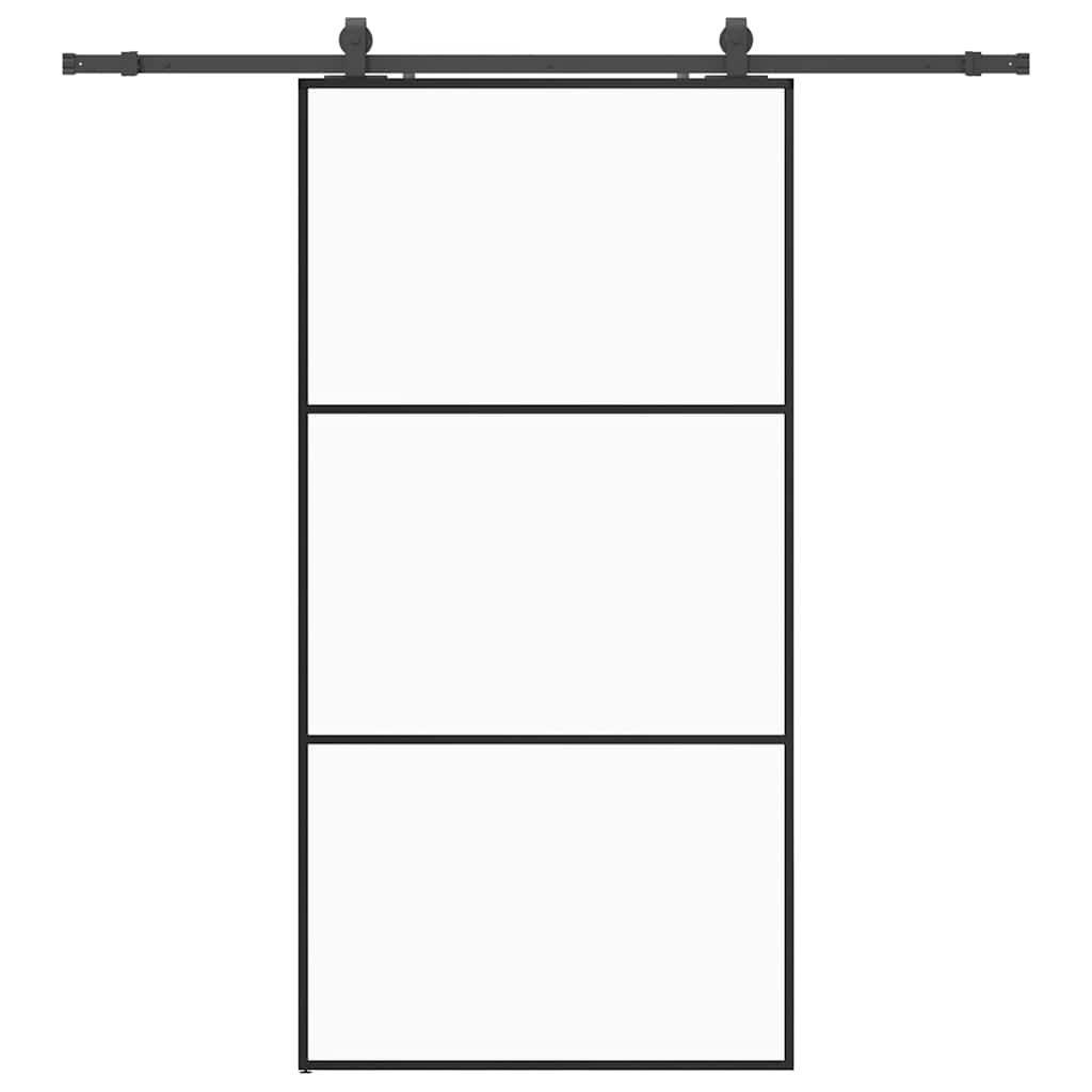 skydedør med hardwaresæt 102x205 cm ESG glas sort