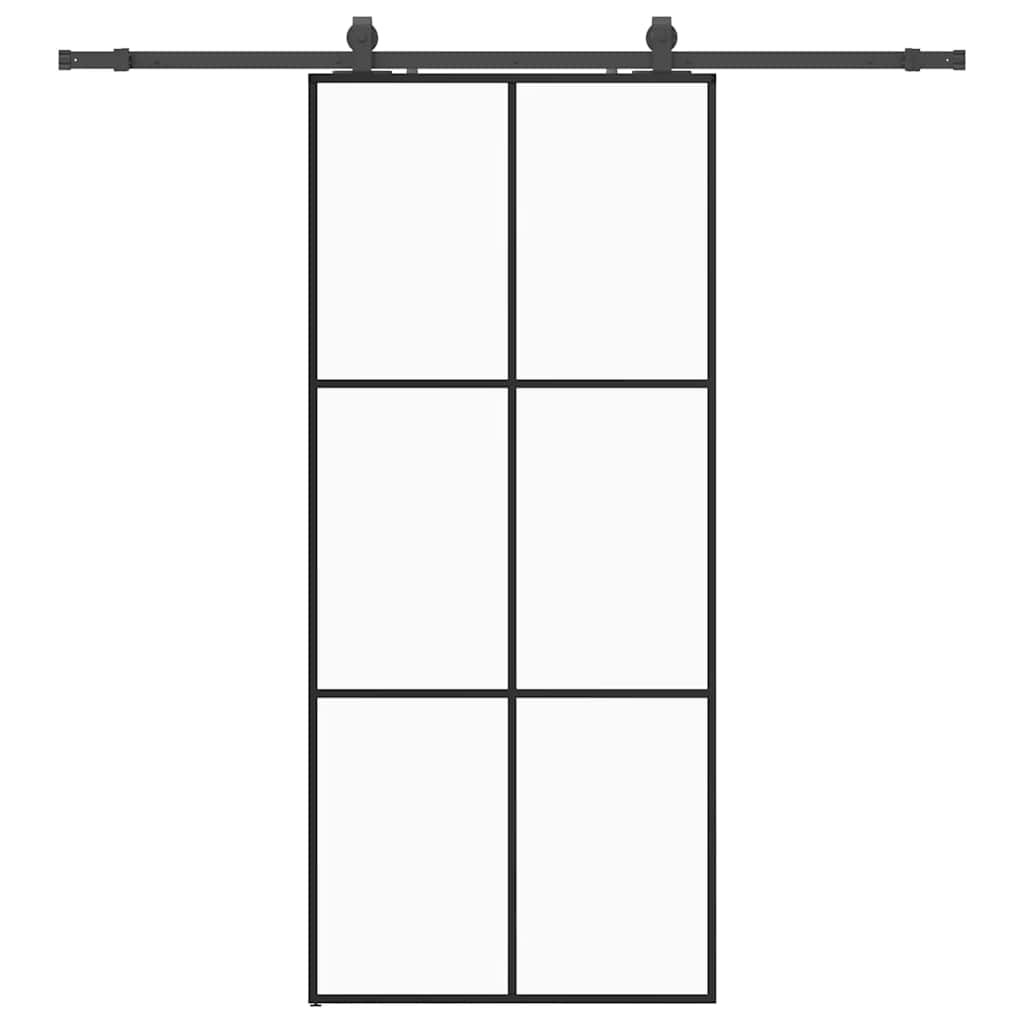 skydedør med hardwaresæt 90x205 cm ESG glas sort