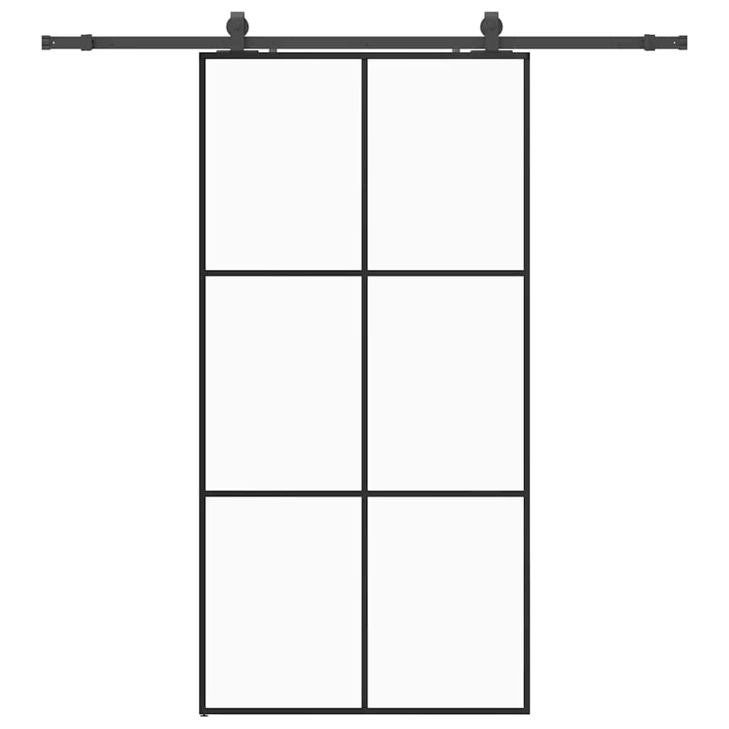 skydedør med hardwaresæt 102x205 cm ESG glas sort