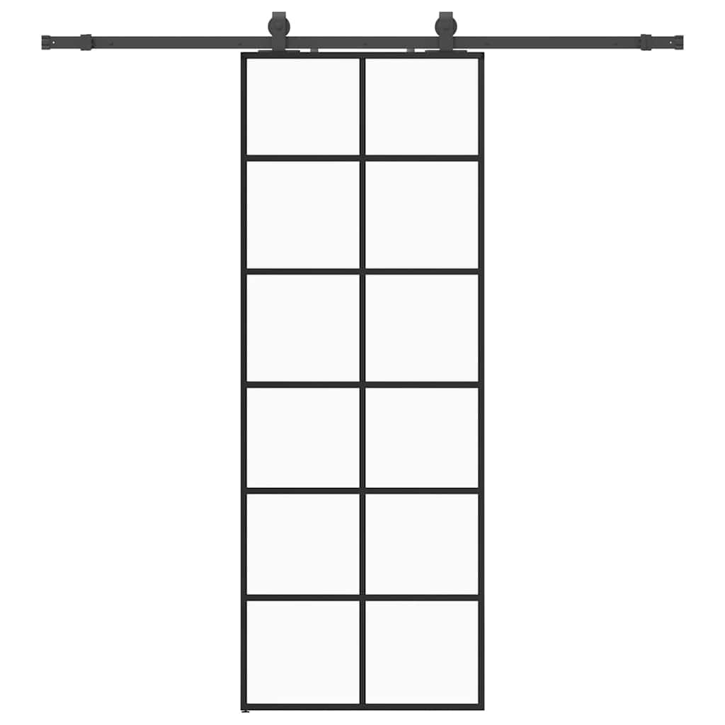skydedør med hardwaresæt 76x205 cm ESG glas sort