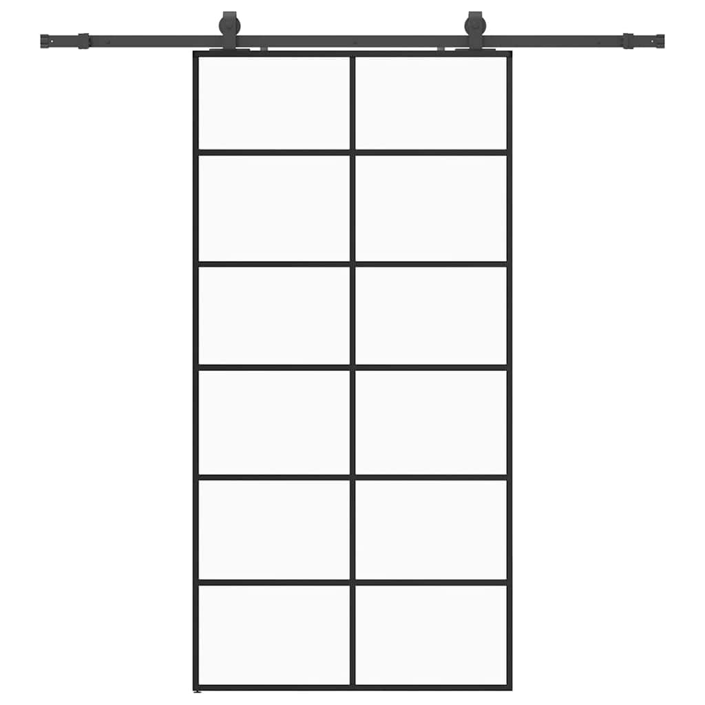 skydedør med hardwaresæt 102x205 cm ESG glas sort