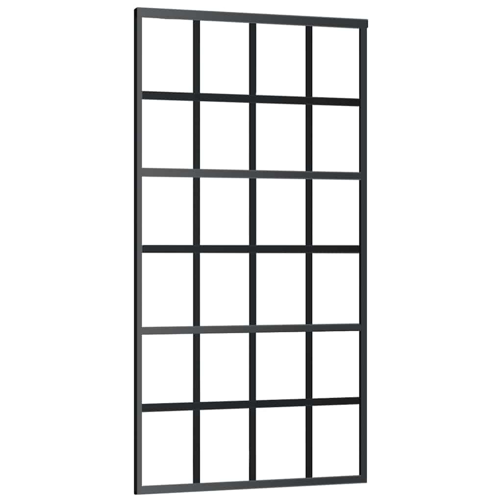 skydedør med hardwaresæt 102x205 cm ESG glas sort