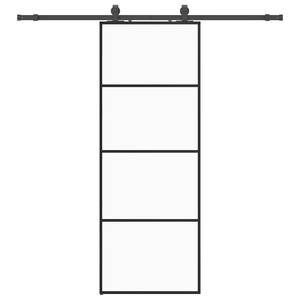 skydedør med hardwaresæt 76x205 cm ESG glas sort