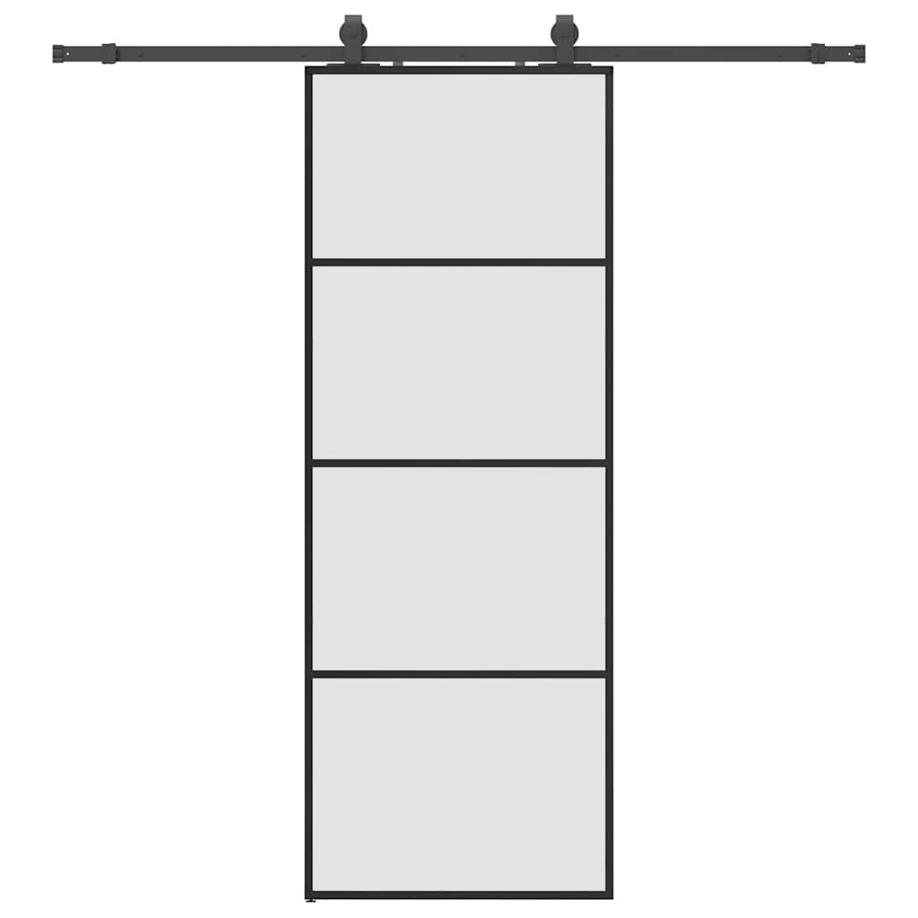 skydedør med hardwaresæt 76x205 cm ESG glas sort