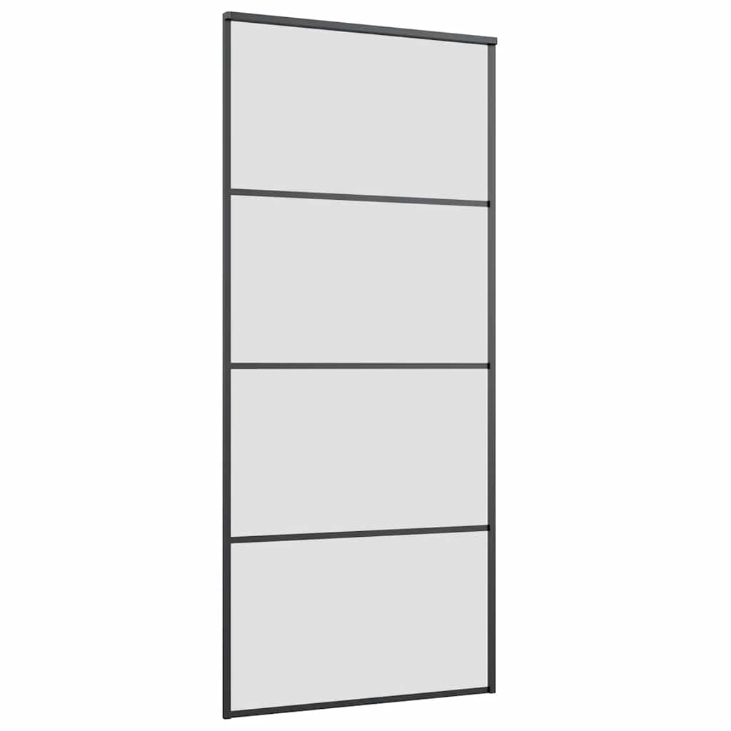 skydedør med hardwaresæt 90x205 cm ESG glas sort