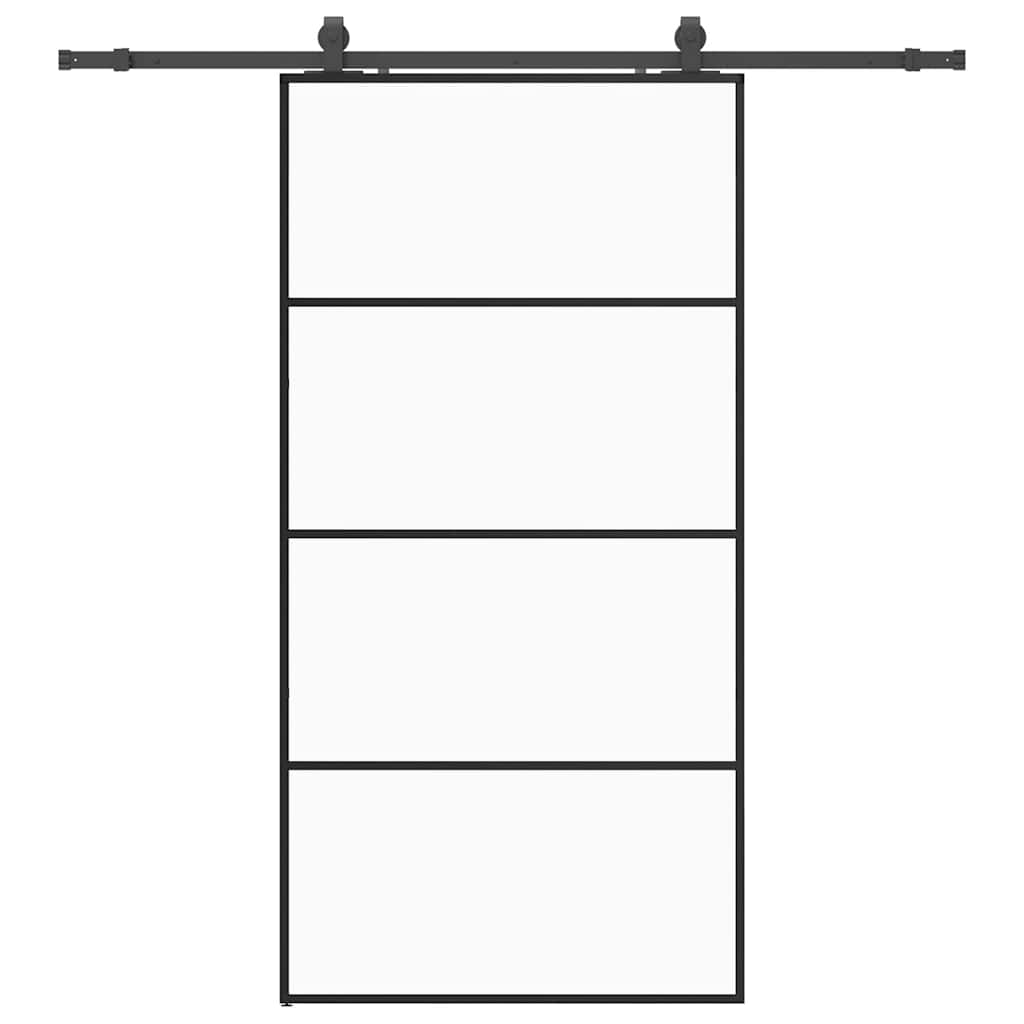 skydedør med hardwaresæt 102,5x205 cm ESG glas sort