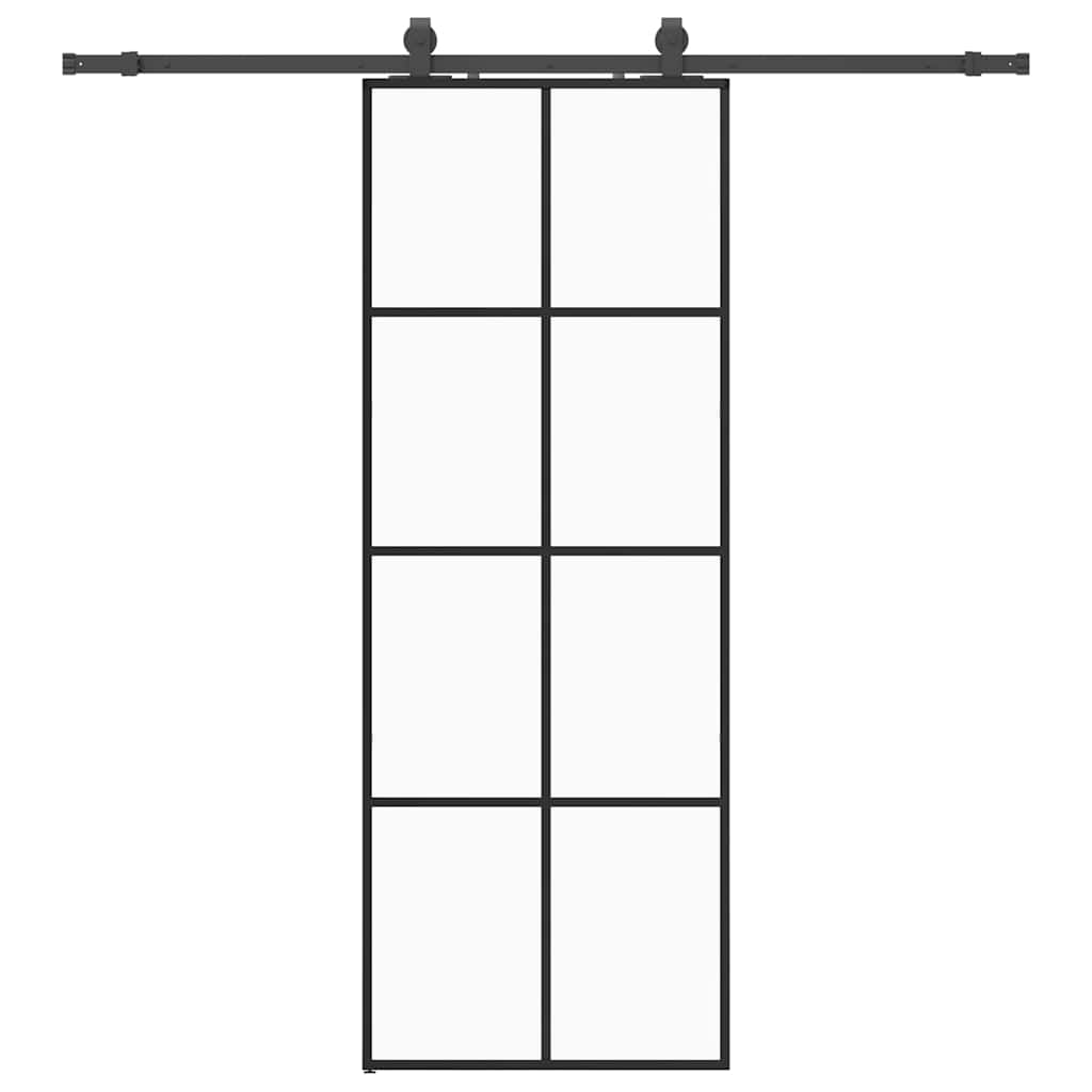 skydedør med hardwaresæt 76x205 cm ESG glas sort