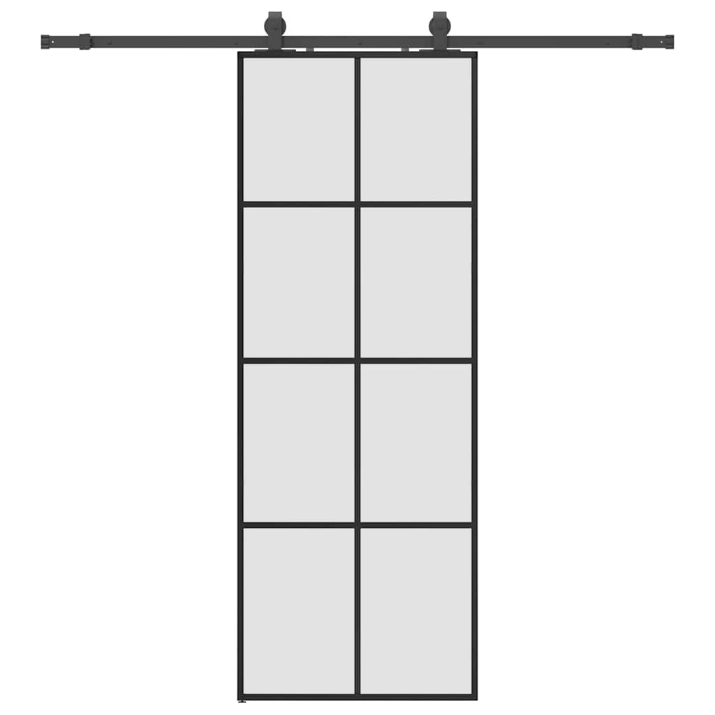 skydedør med hardwaresæt 76x205 cm ESG glas sort