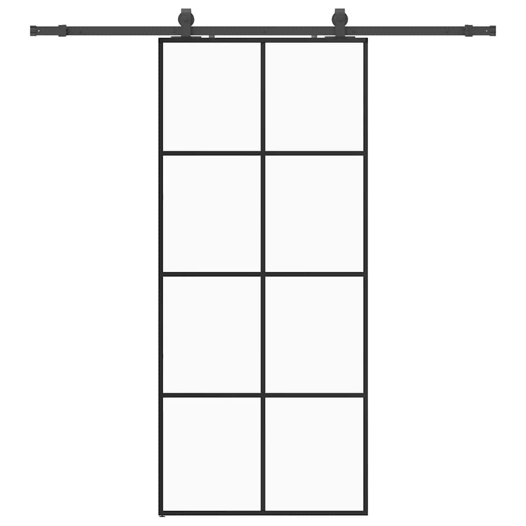 skydedør med hardwaresæt 90x205 cm ESG glas sort