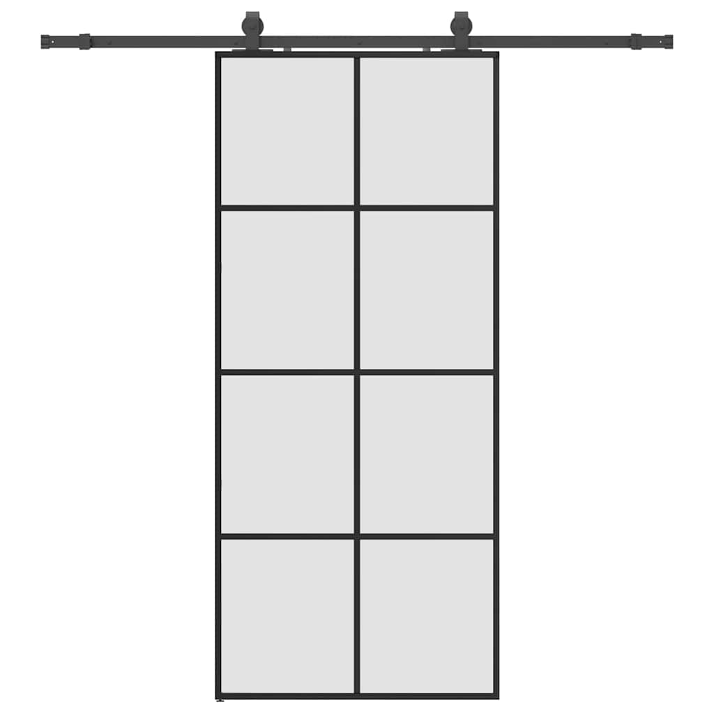 skydedør med hardwaresæt 90x205 cm ESG glas sort