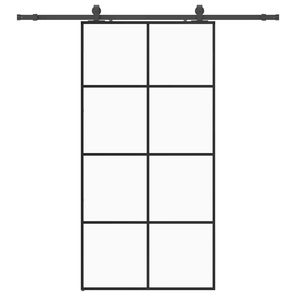 skydedør med hardwaresæt 102,5x205 cm ESG glas sort