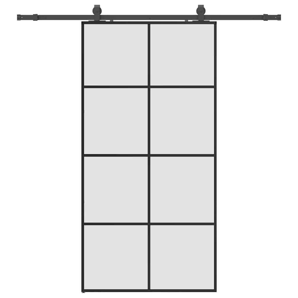 skydedør med hardwaresæt 102,5x205 cm ESG glas sort
