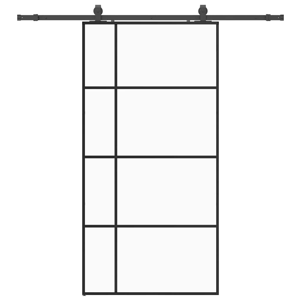 skydedør med hardwaresæt 102,5x205 cm ESG glas sort