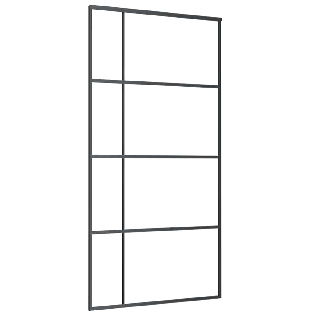 skydedør med hardwaresæt 102,5x205 cm ESG glas sort