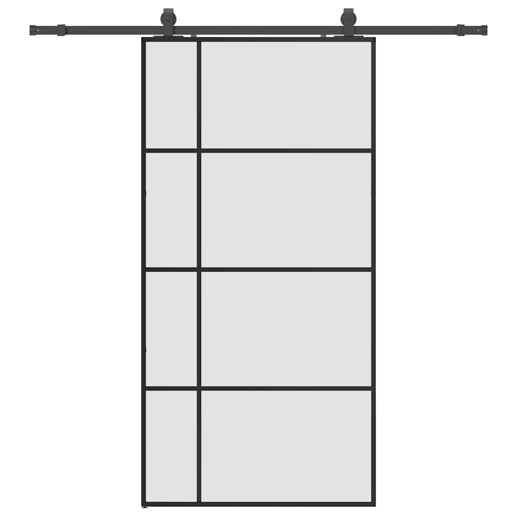 skydedør med hardwaresæt 102,5x205 cm ESG glas sort