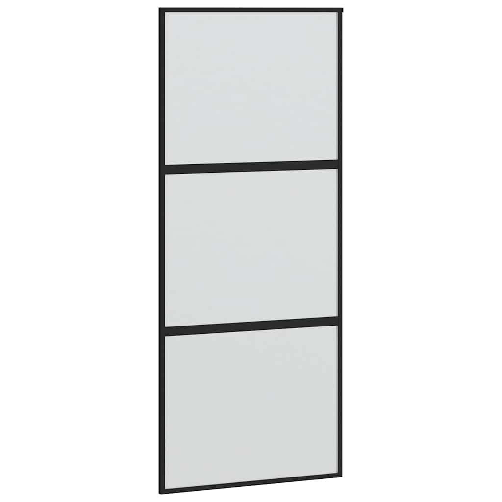 skydedør med hardwaresæt 90x205 cm hærdet glas sort