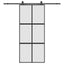 skydedør med hardwaresæt 90x205 cm hærdet glas sort