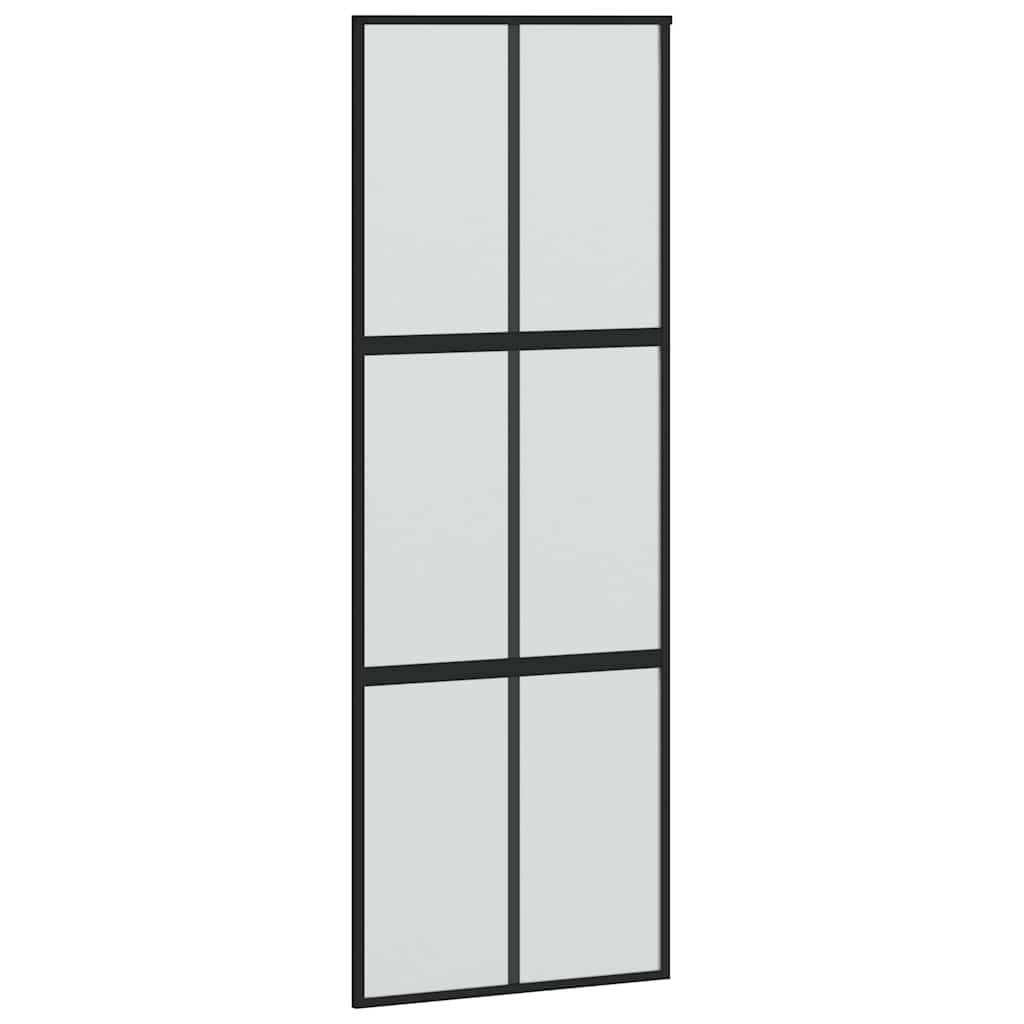 skydedør med hardwaresæt 90x205 cm hærdet glas sort
