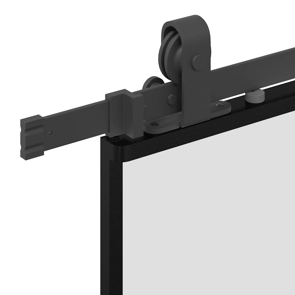 skydedør med hardwaresæt 90x205 cm hærdet glas sort