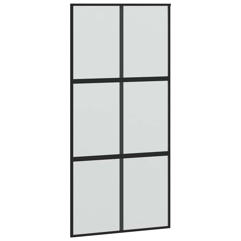 skydedør med hardwaresæt 102,5x205 cm hærdet glas sort