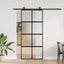 skydedør med hardwaresæt 90x205 cm hærdet glas sort