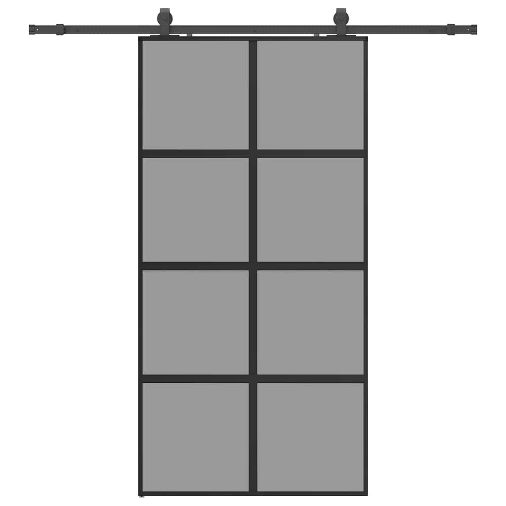 skydedør med hardwaresæt 102,5x205 cm hærdet glas sort