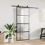 skydedør med hardwaresæt 90x205 cm hærdet glas sort