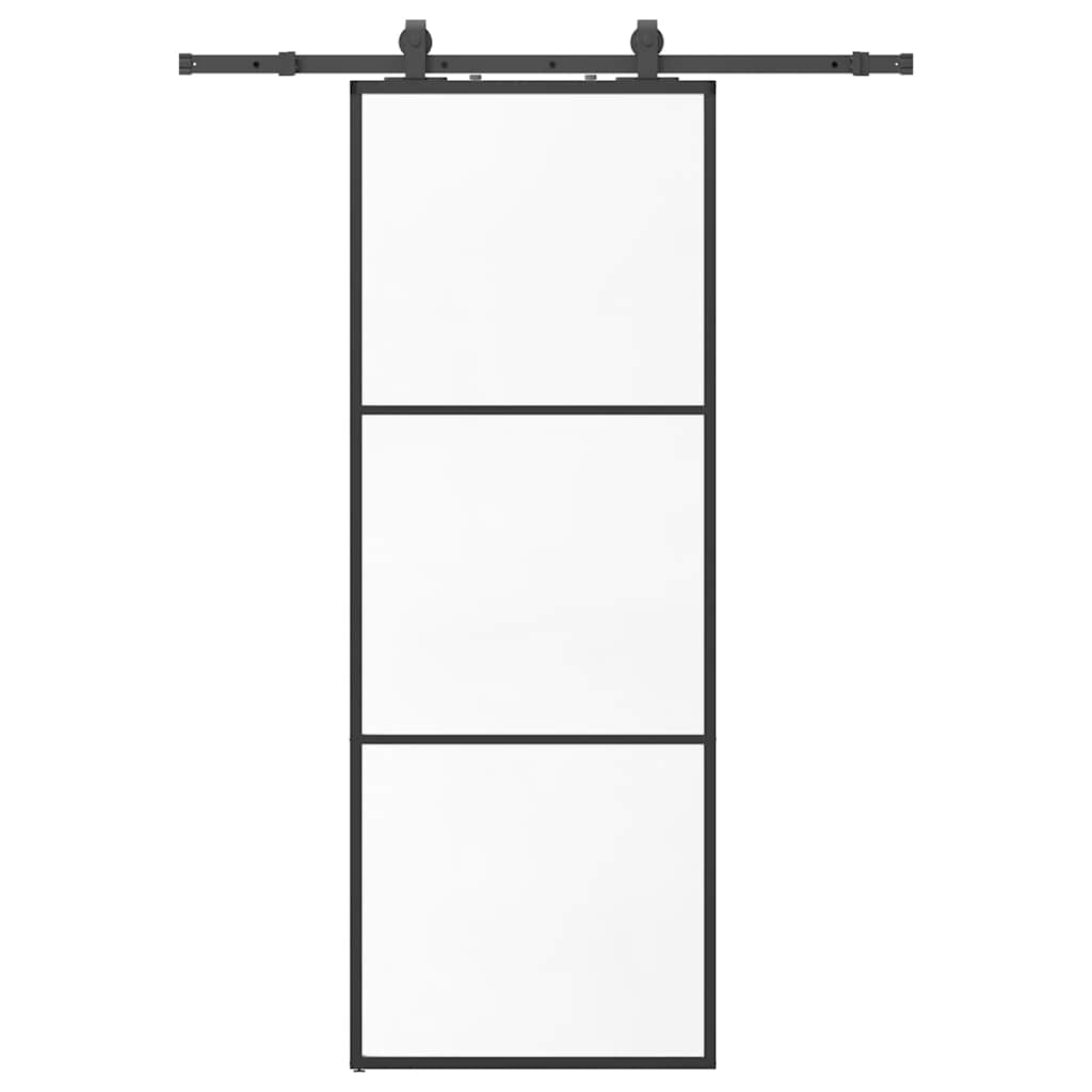 skydedør med hardwaresæt 76x205 cm ESG glas sort