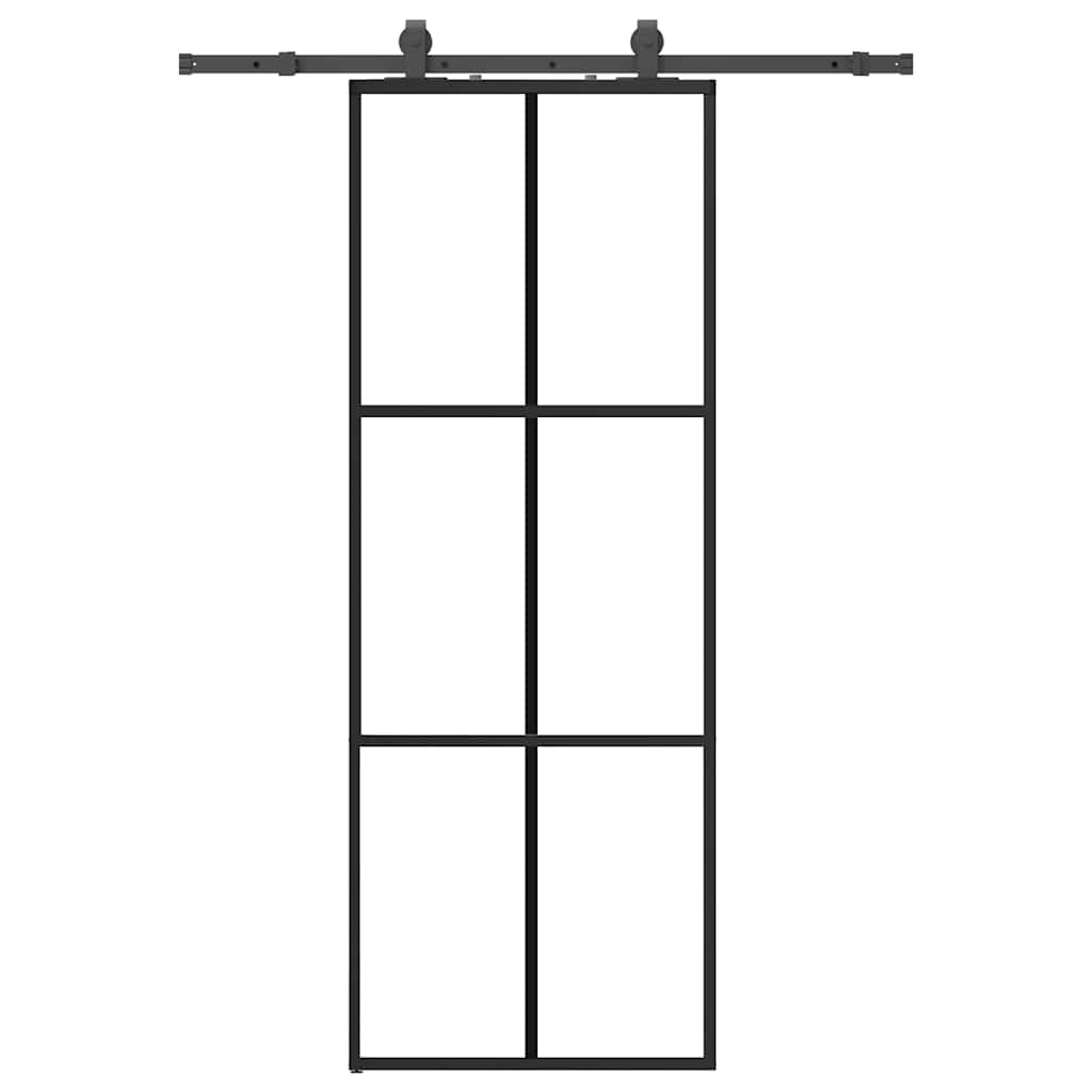 skydedør med hardwaresæt 76x205 cm ESG glas sort